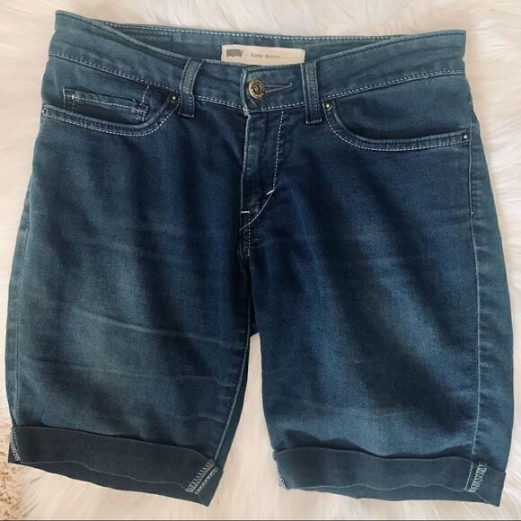 Levi’s Super Skinny Denim Bermuda Shorts Size 28 - Picture 1 of 11